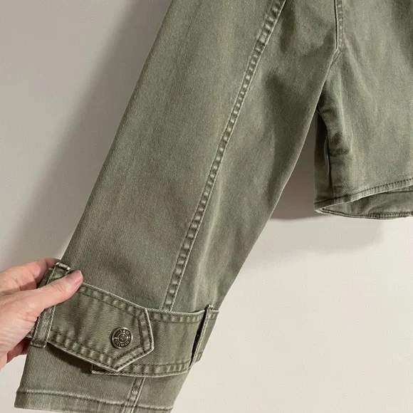 Sam Edelman Cropped Moto Jacket XS -army green - Picture 14 of 15